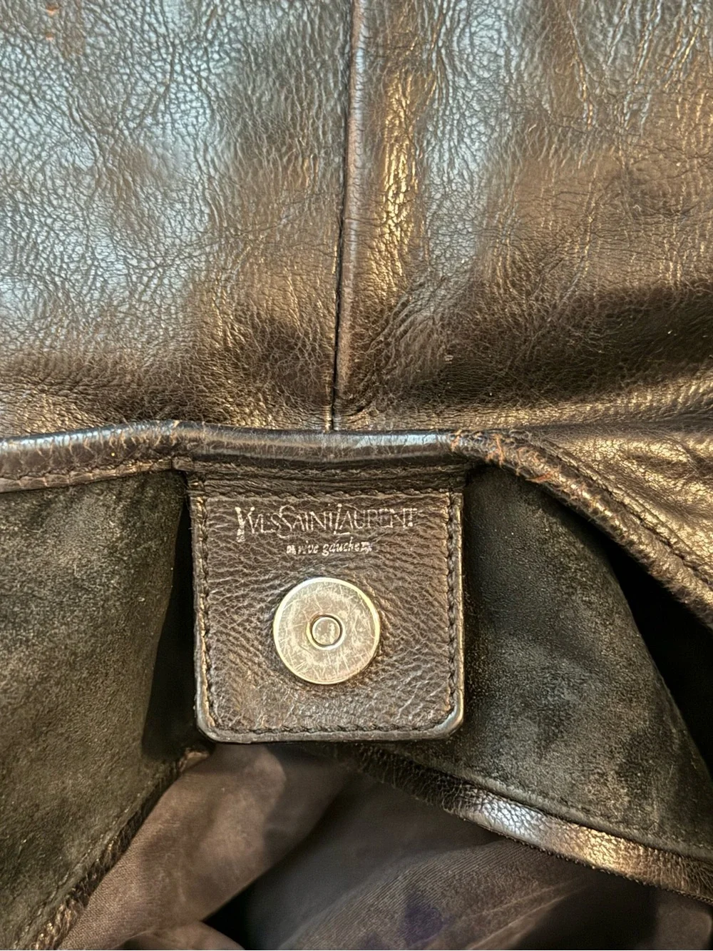 Vintage YSL Yves Saint Laurent Mombasa Leather Hobo Bag Horn Handle Tom Ford